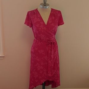 Pink floral wrap dress